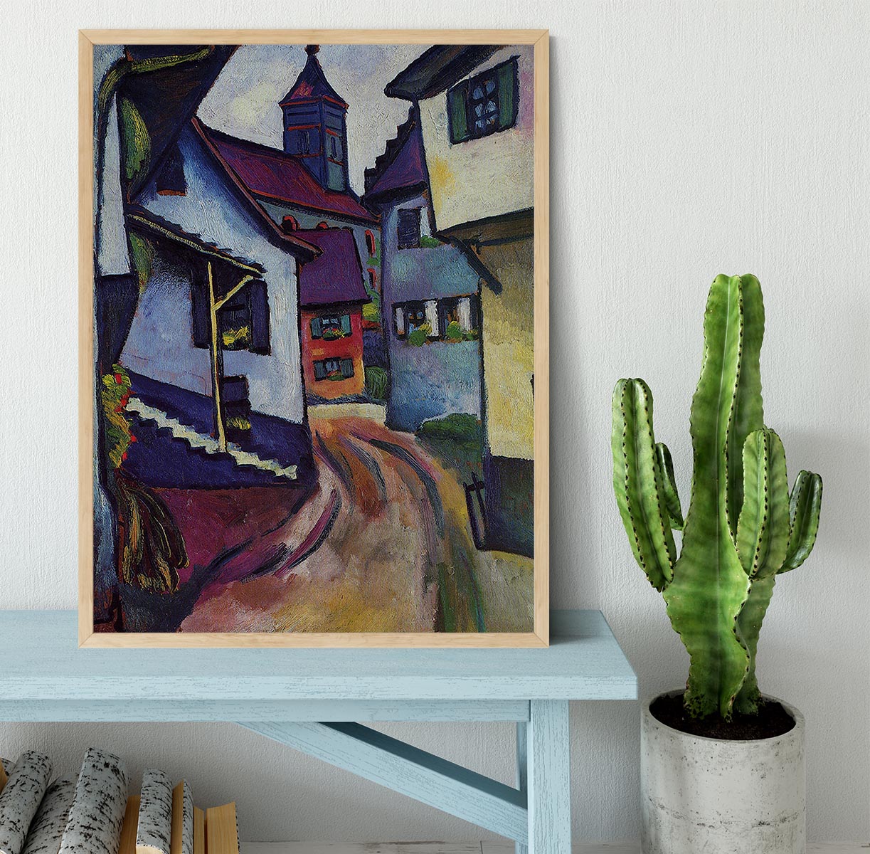 Street with a church in Kandern by Macke Framed Print - Canvas Art Rocks - 4