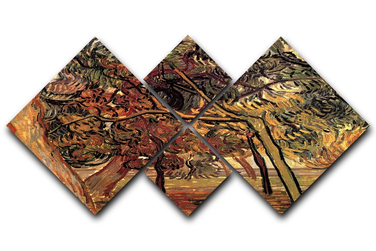 Study of Pine Trees by Van Gogh 4 Square Multi Panel Canvas  - Canvas Art Rocks - 1