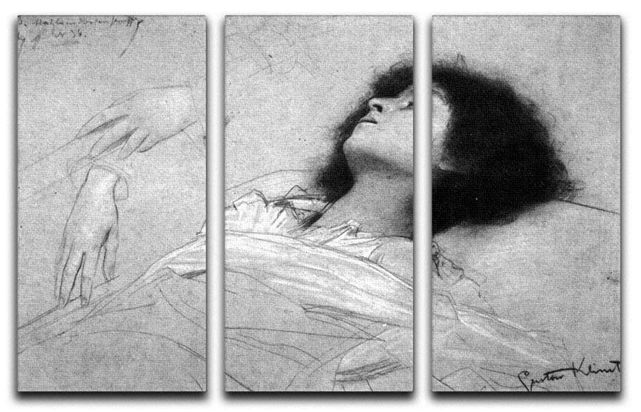 Study sheet with the upper body of a girl and sketches by Klimt 3 Split Panel Canvas Print - Canvas Art Rocks - 1