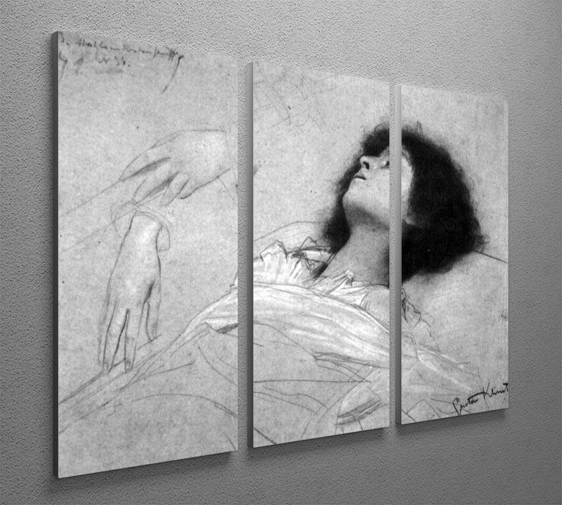 Study sheet with the upper body of a girl and sketches by Klimt 3 Split Panel Canvas Print - Canvas Art Rocks - 2