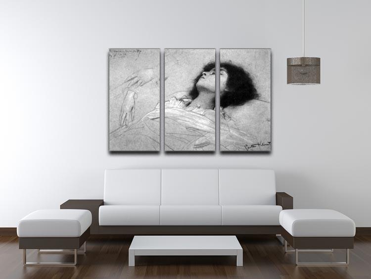 Study sheet with the upper body of a girl and sketches by Klimt 3 Split Panel Canvas Print - Canvas Art Rocks - 3