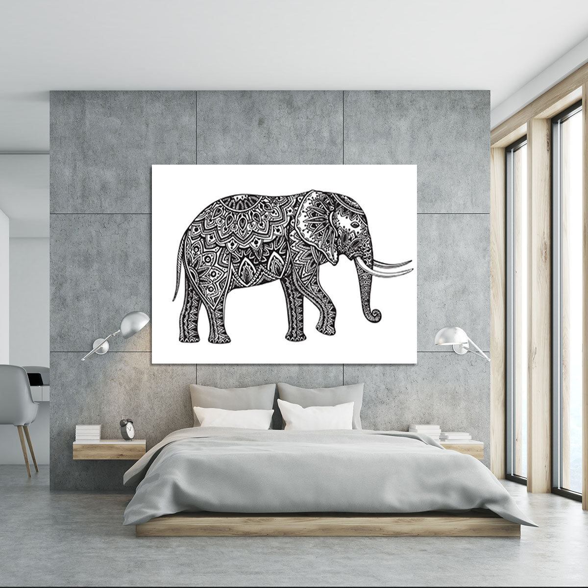 Stylized fantasy patterned elephant Canvas Print or Poster - Canvas Art Rocks - 5