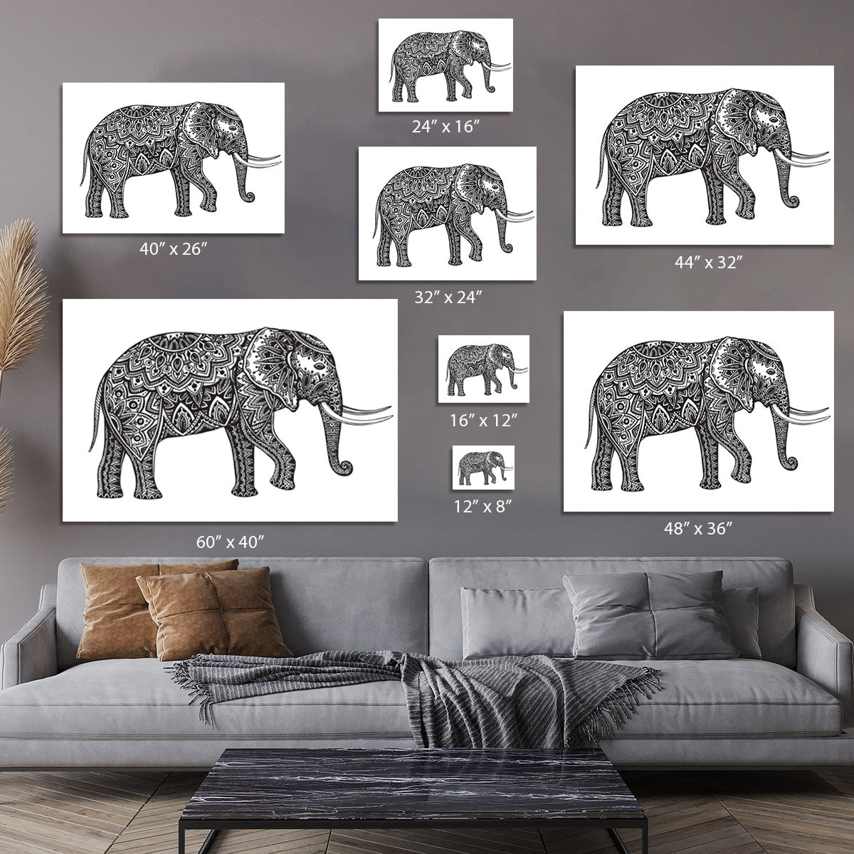 Stylized fantasy patterned elephant Canvas Print or Poster - Canvas Art Rocks - 7