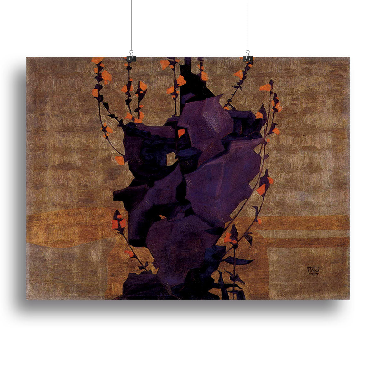 Stylized floral before decorative background style of life by Egon Schiele Canvas Print or Poster - Canvas Art Rocks - 2