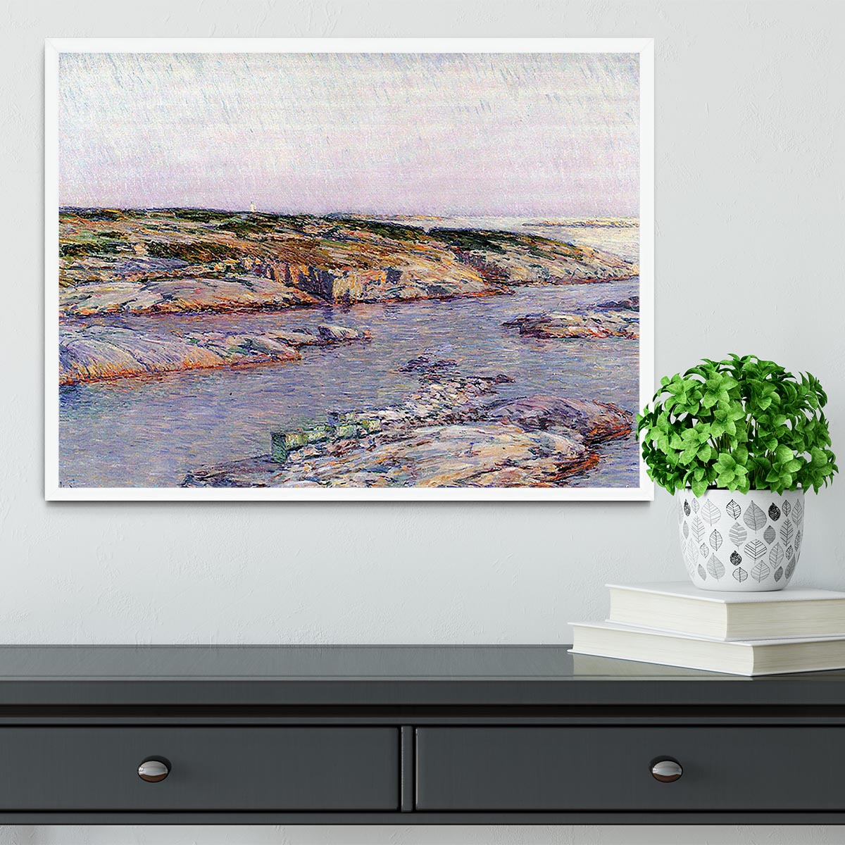 Summer afternoon the Isles of Shoals by Hassam Framed Print - Canvas Art Rocks -6