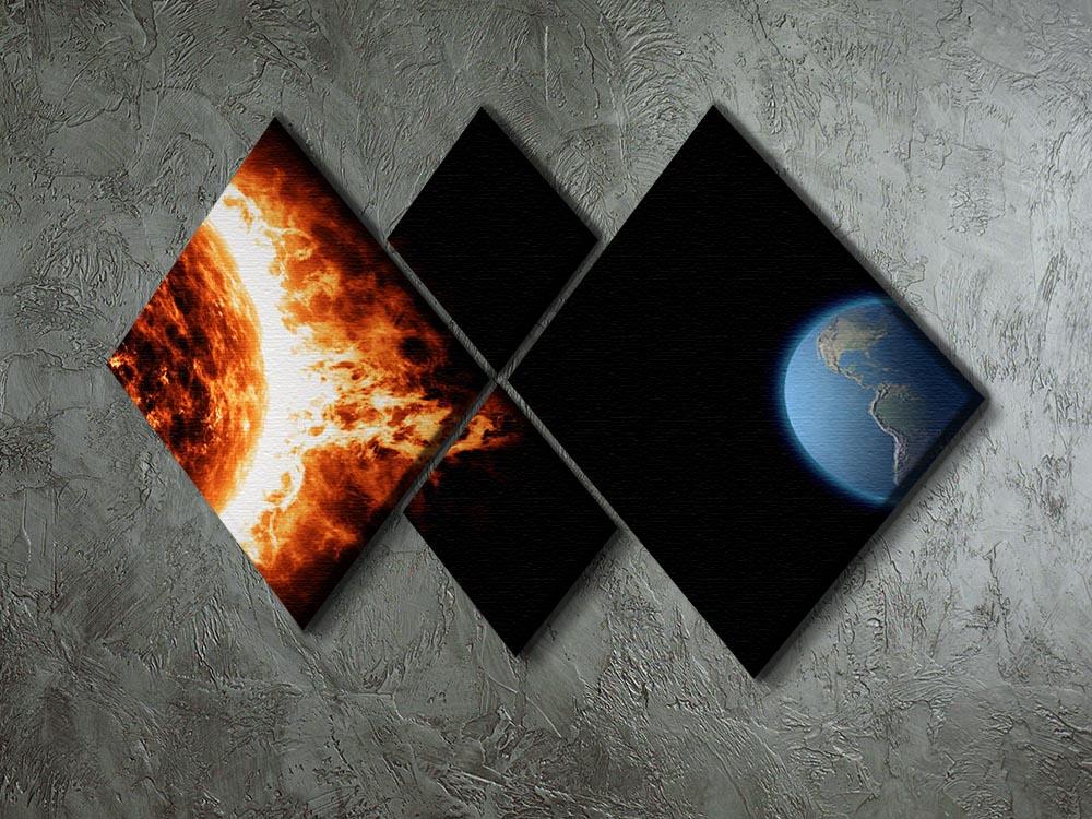 Sun earth space universe solar storm 4 Square Multi Panel Canvas - Canvas Art Rocks - 2