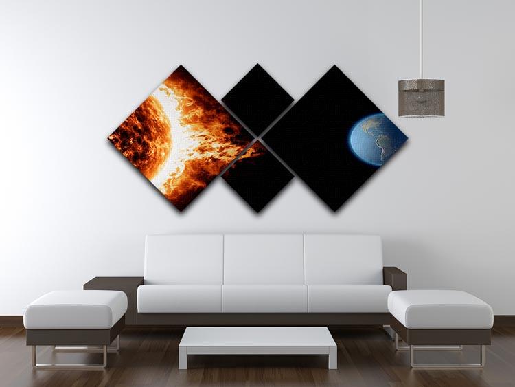 Sun earth space universe solar storm 4 Square Multi Panel Canvas - Canvas Art Rocks - 3