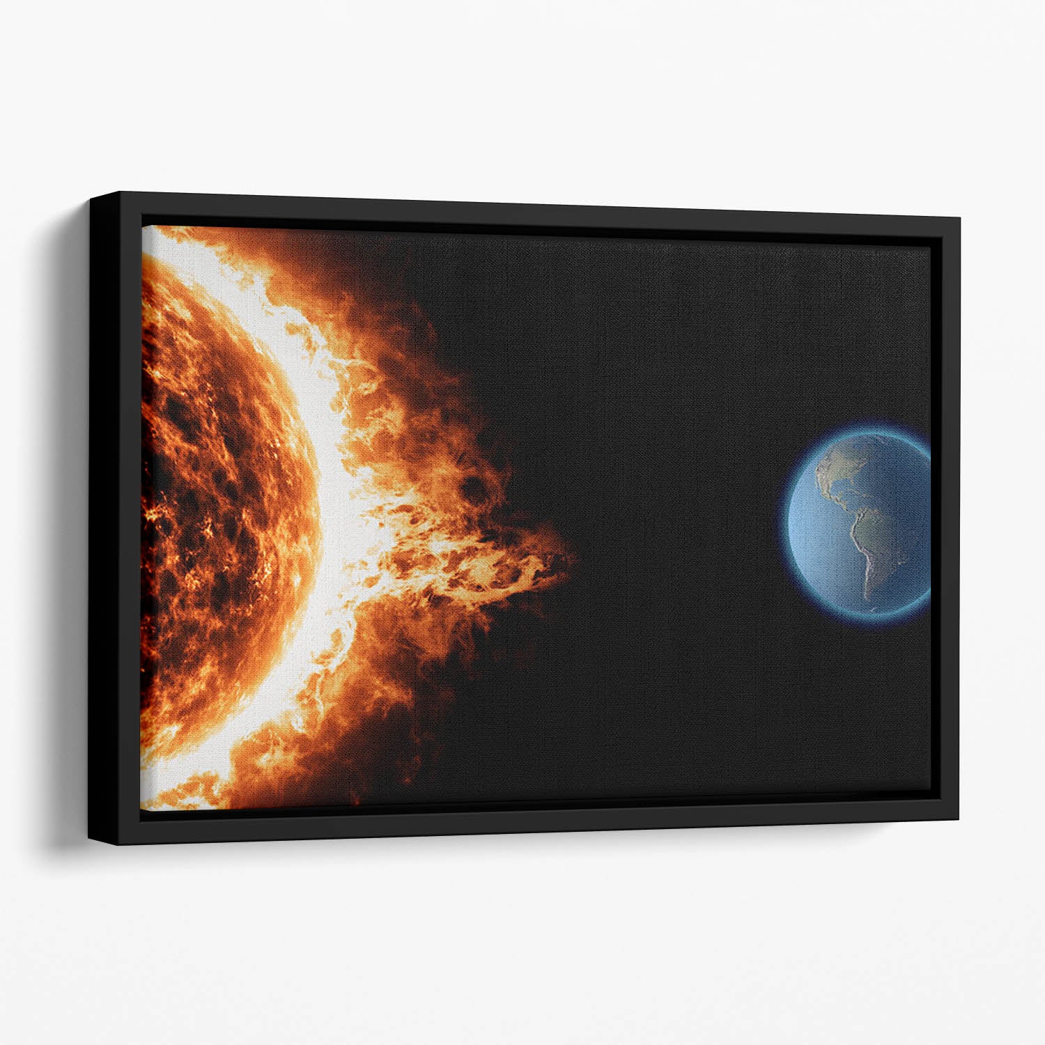 Sun earth space universe solar storm Floating Framed Canvas