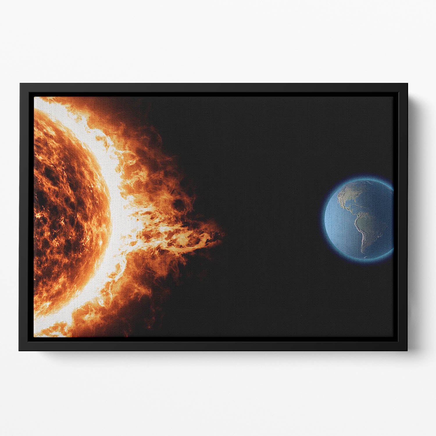 Sun earth space universe solar storm Floating Framed Canvas