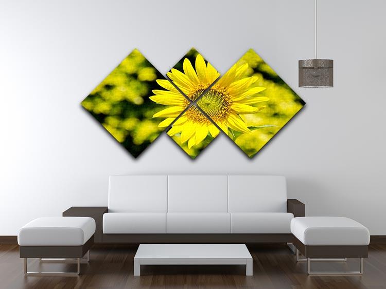 Sunflowers bloom in summer 4 Square Multi Panel Canvas  - Canvas Art Rocks - 3