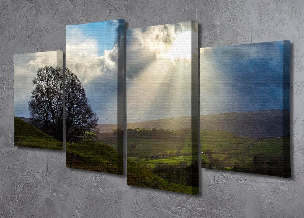 Sunlight on the Lake District 4 Split Panel Canvas - Canvas Art Rocks - 2