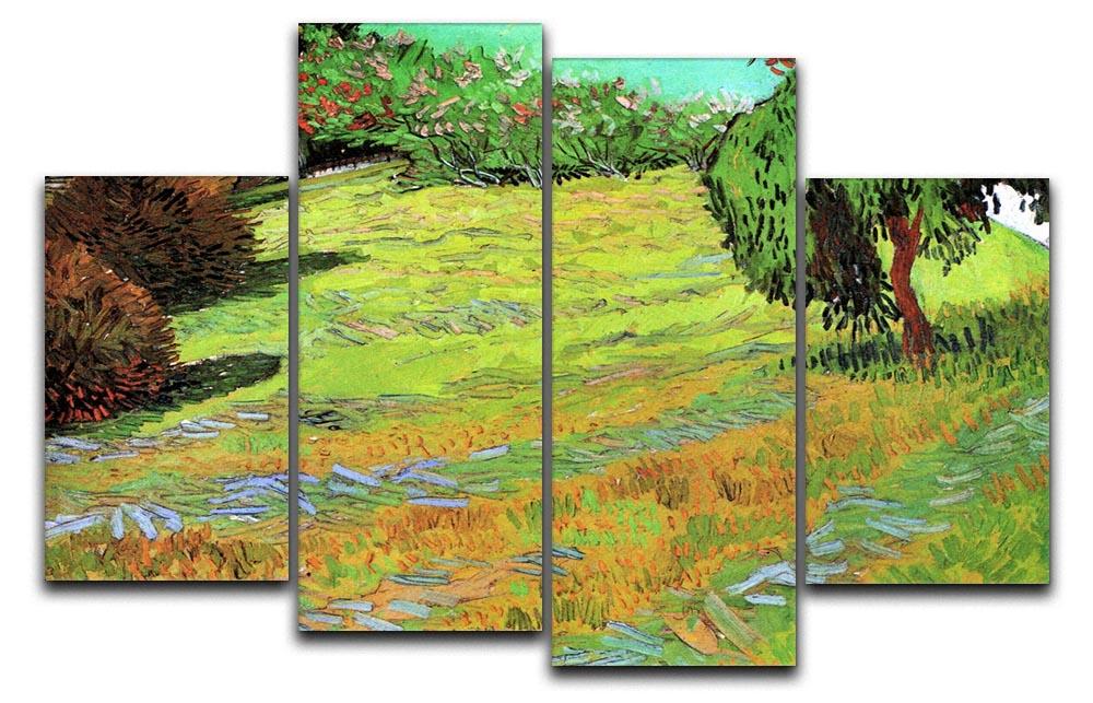 Sunny Lawn in a Public Park by Van Gogh 4 Split Panel Canvas  - Canvas Art Rocks - 1