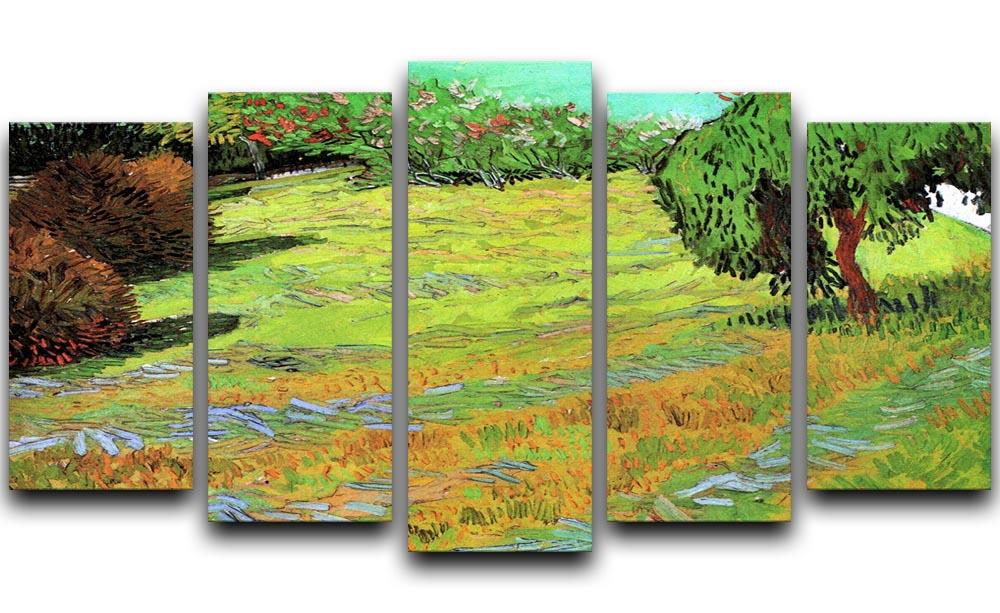 Sunny Lawn in a Public Park by Van Gogh 5 Split Panel Canvas  - Canvas Art Rocks - 1