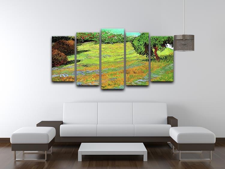 Sunny Lawn in a Public Park by Van Gogh 5 Split Panel Canvas - Canvas Art Rocks - 3