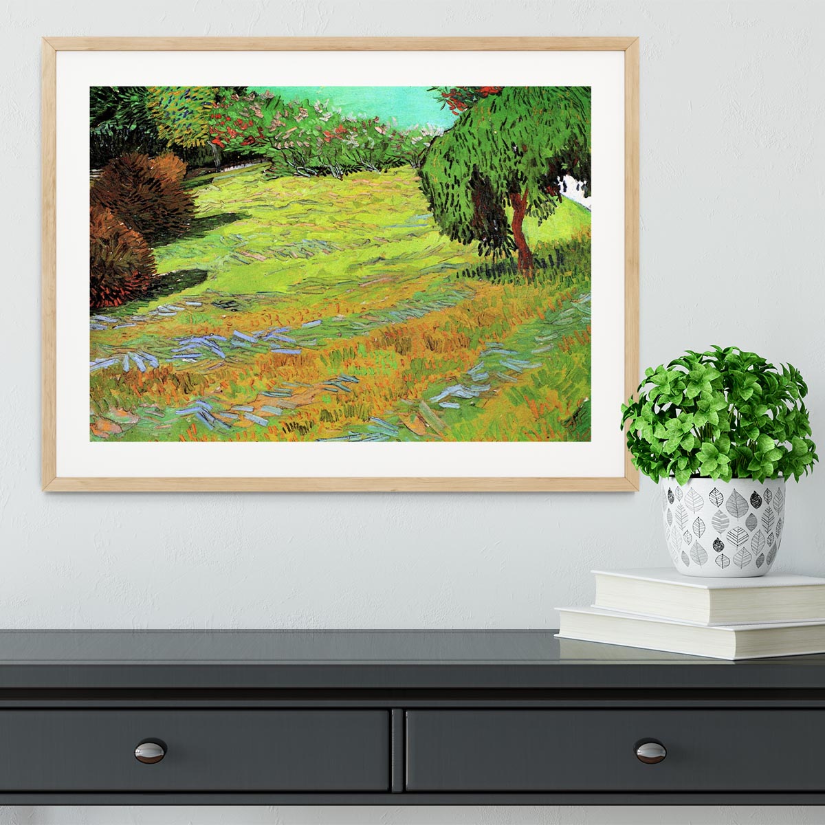 Sunny Lawn in a Public Park by Van Gogh Framed Print - Canvas Art Rocks - 3