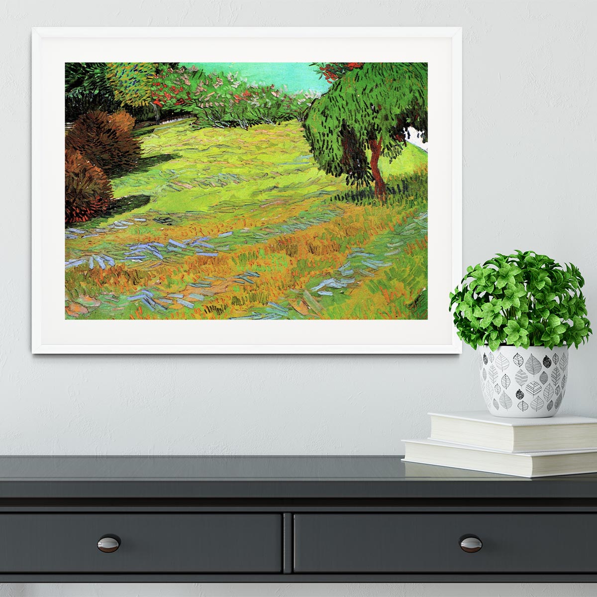 Sunny Lawn in a Public Park by Van Gogh Framed Print - Canvas Art Rocks - 5
