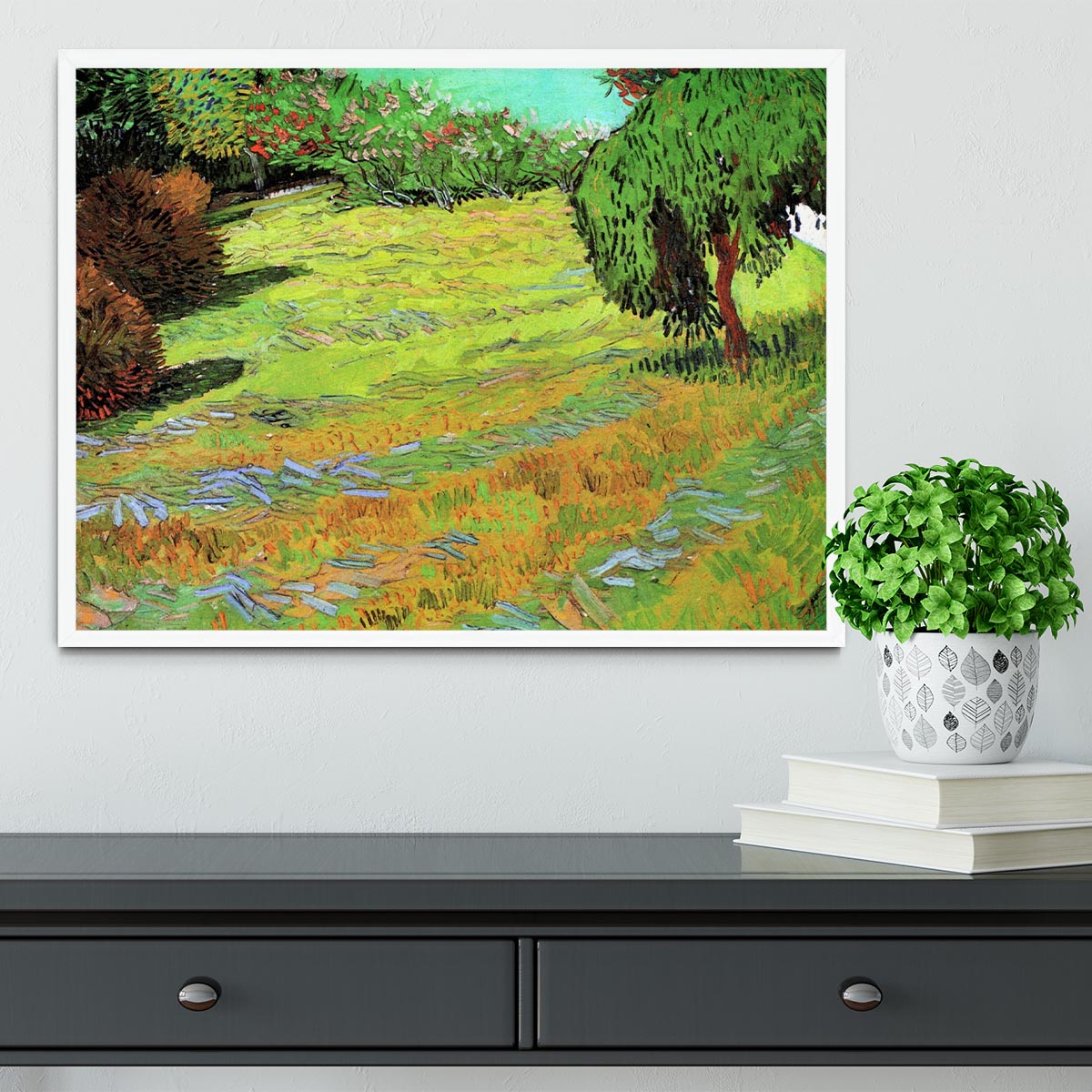 Sunny Lawn in a Public Park by Van Gogh Framed Print - Canvas Art Rocks -6