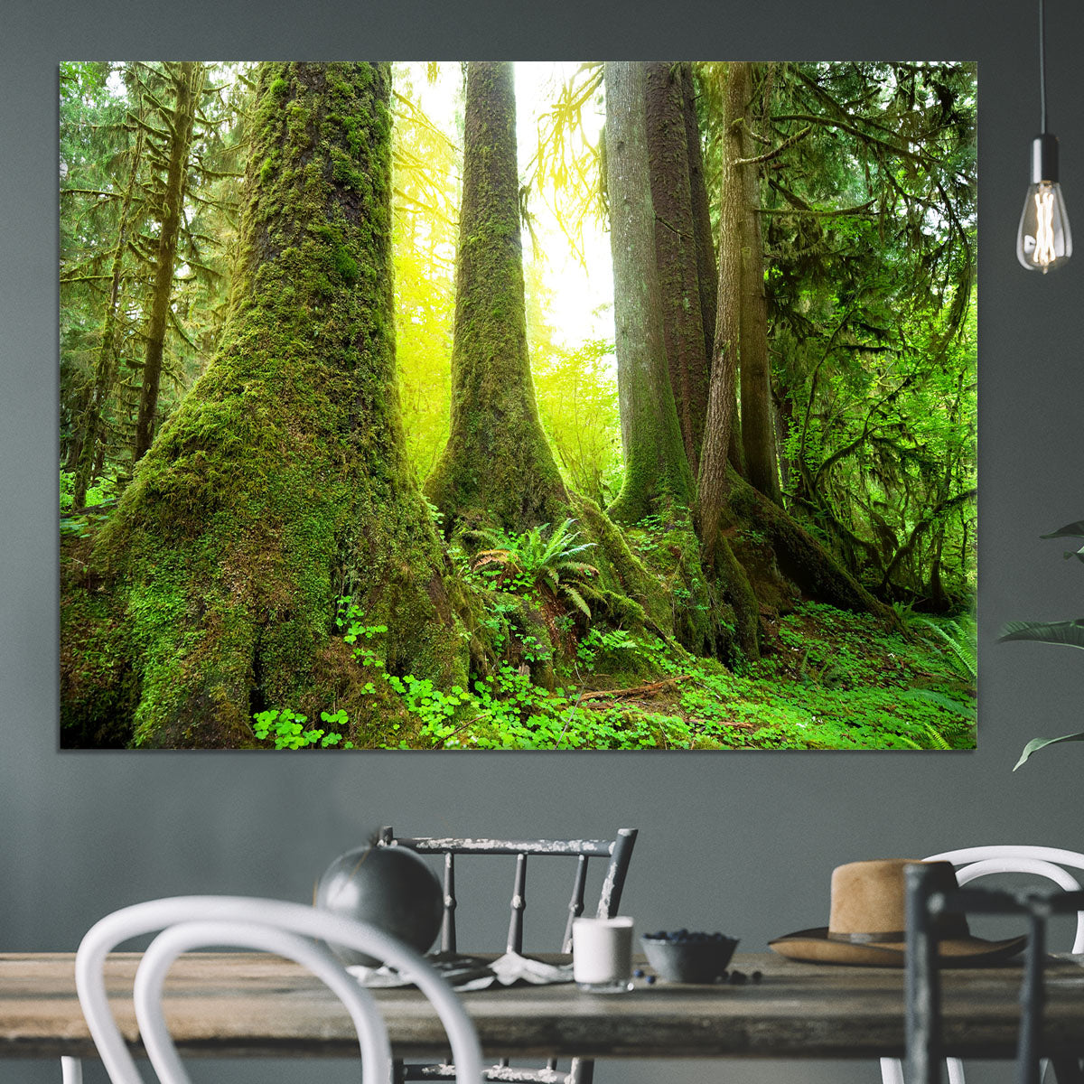 Sunny beams in forest Canvas Print or Poster - Canvas Art Rocks - 3