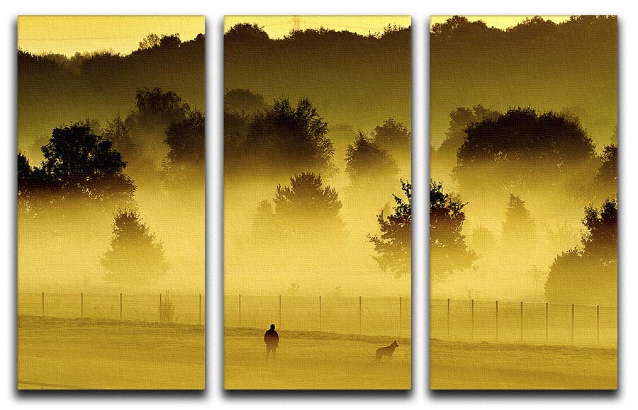 Sunrise and Mist 3 Split Panel Canvas Print - Canvas Art Rocks - 1
