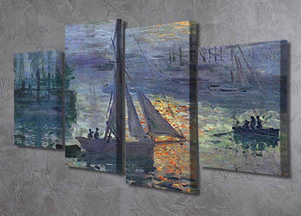 Sunrise at Sea by Monet 4 Split Panel Canvas - Canvas Art Rocks - 2
