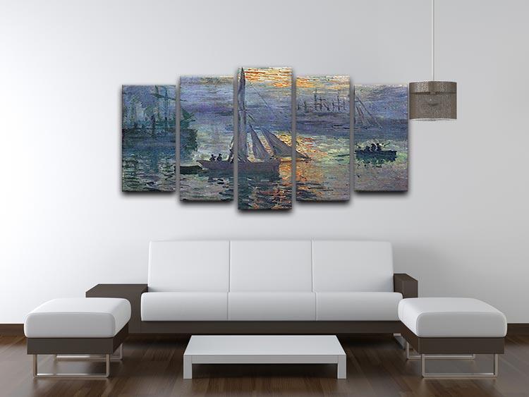 Sunrise at Sea by Monet 5 Split Panel Canvas - Canvas Art Rocks - 3