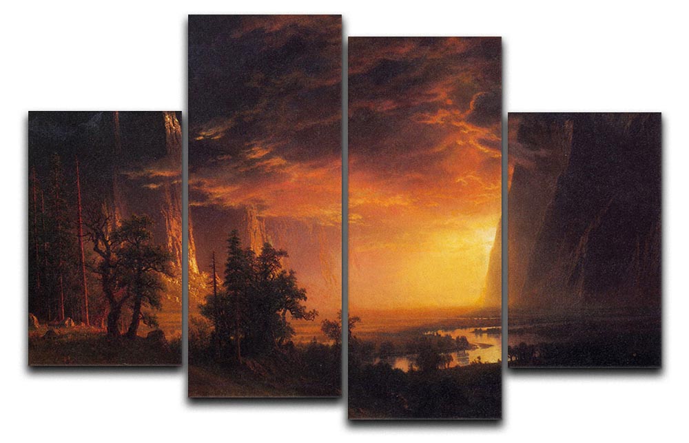 Sunrise in Yosemite Valley by Bierstadt 4 Split Panel Canvas - Canvas Art Rocks - 1