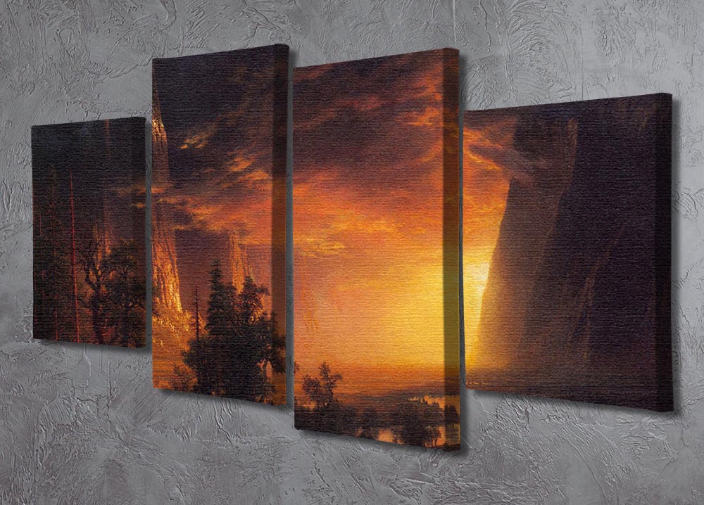 Sunrise in Yosemite Valley by Bierstadt 4 Split Panel Canvas - Canvas Art Rocks - 2