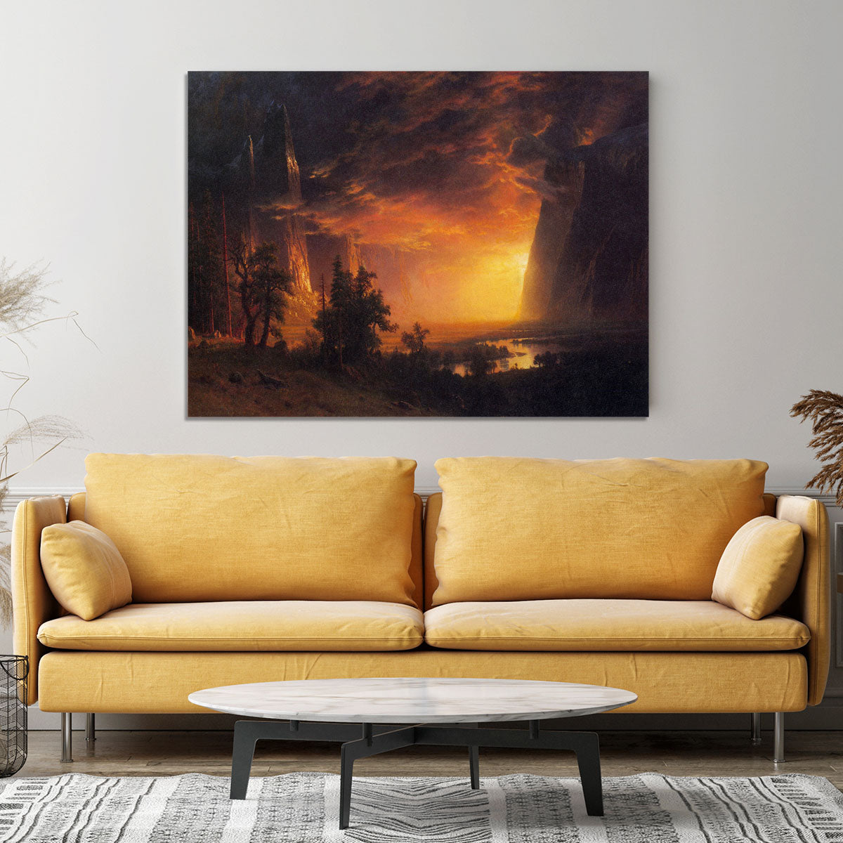 Sunrise in Yosemite Valley by Bierstadt Canvas Print or Poster - Canvas Art Rocks - 4