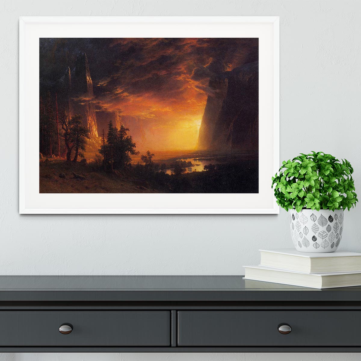 Sunrise in Yosemite Valley by Bierstadt Framed Print - Canvas Art Rocks - 5