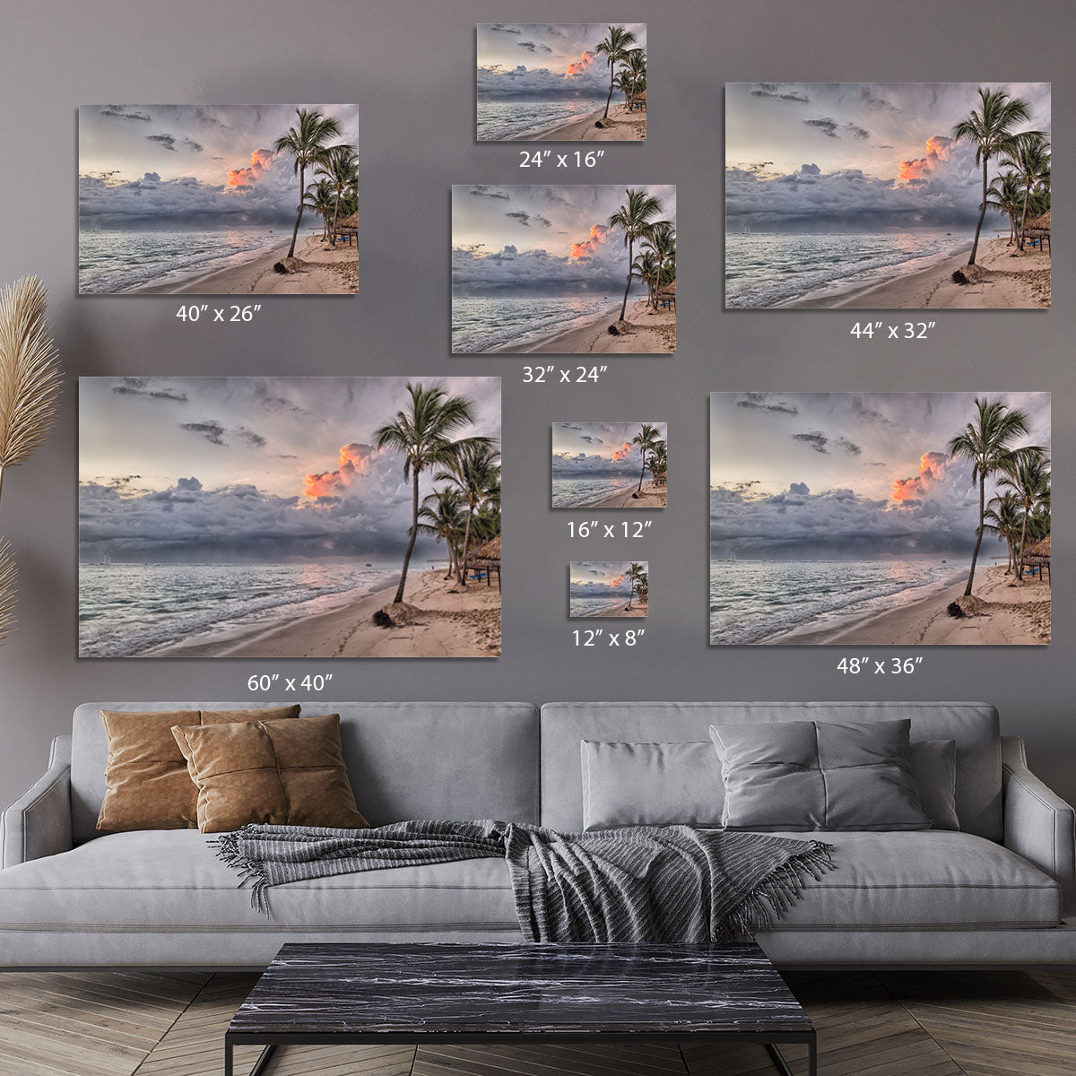 Sunset Beach Palm Tree Canvas Print or Poster - Canvas Art Rocks - 7