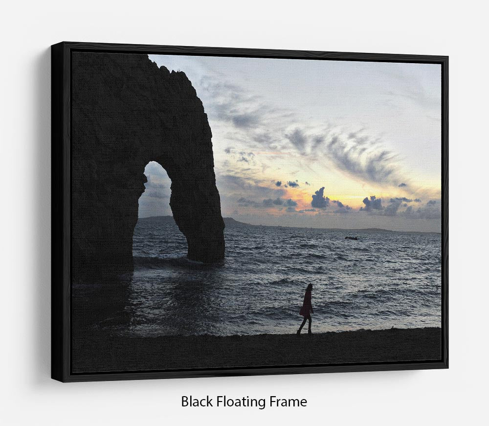 Sunset at Durdle Door Floating Frame Canvas - Canvas Art Rocks - 1