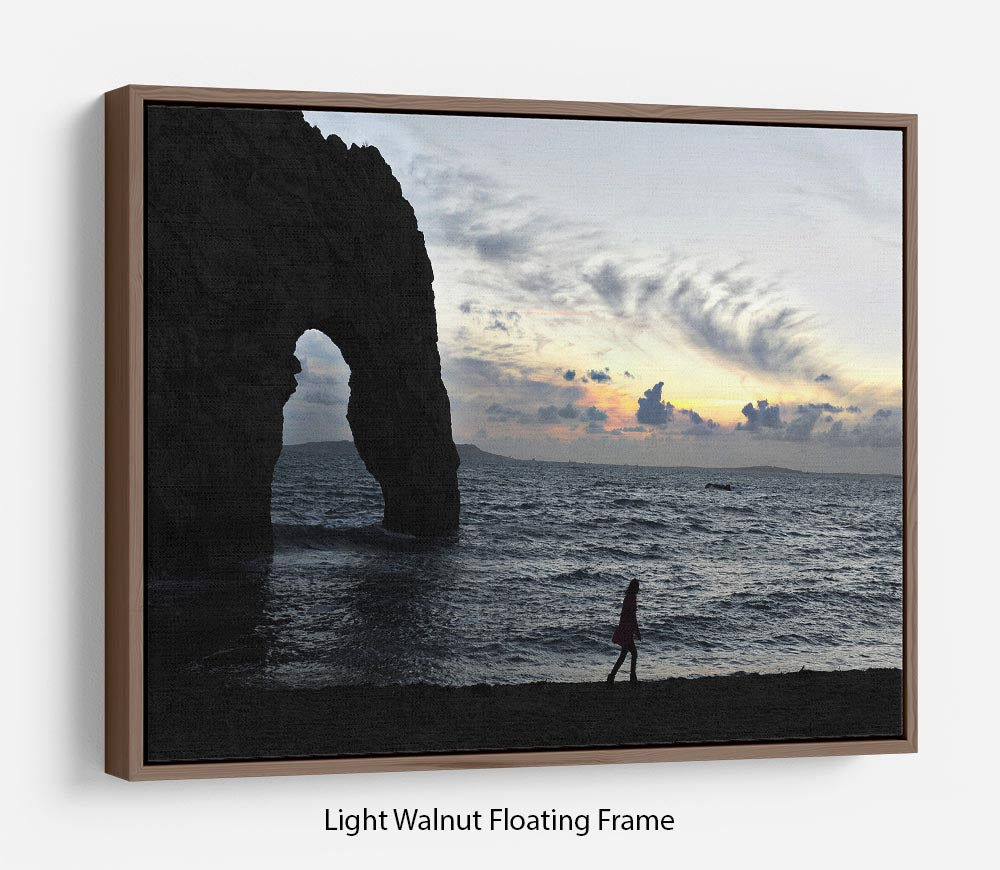 Sunset at Durdle Door Floating Frame Canvas - Canvas Art Rocks 7