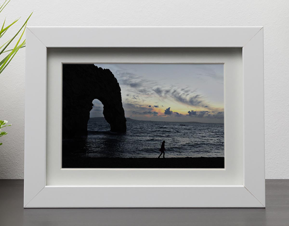 Sunset at Durdle Door Framed Print - Canvas Art Rocks - 3