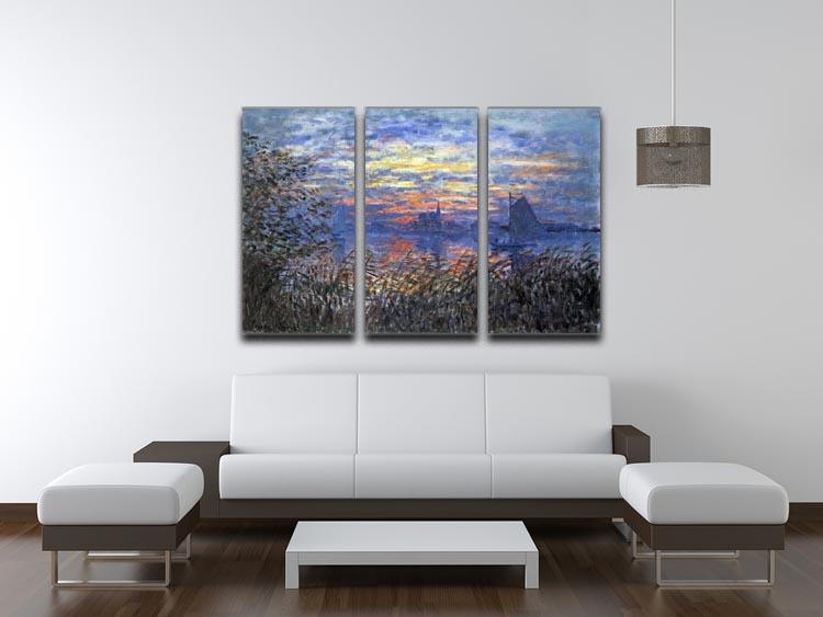 Sunset on the Seine by Monet Split Panel Canvas Print - Canvas Art Rocks - 4