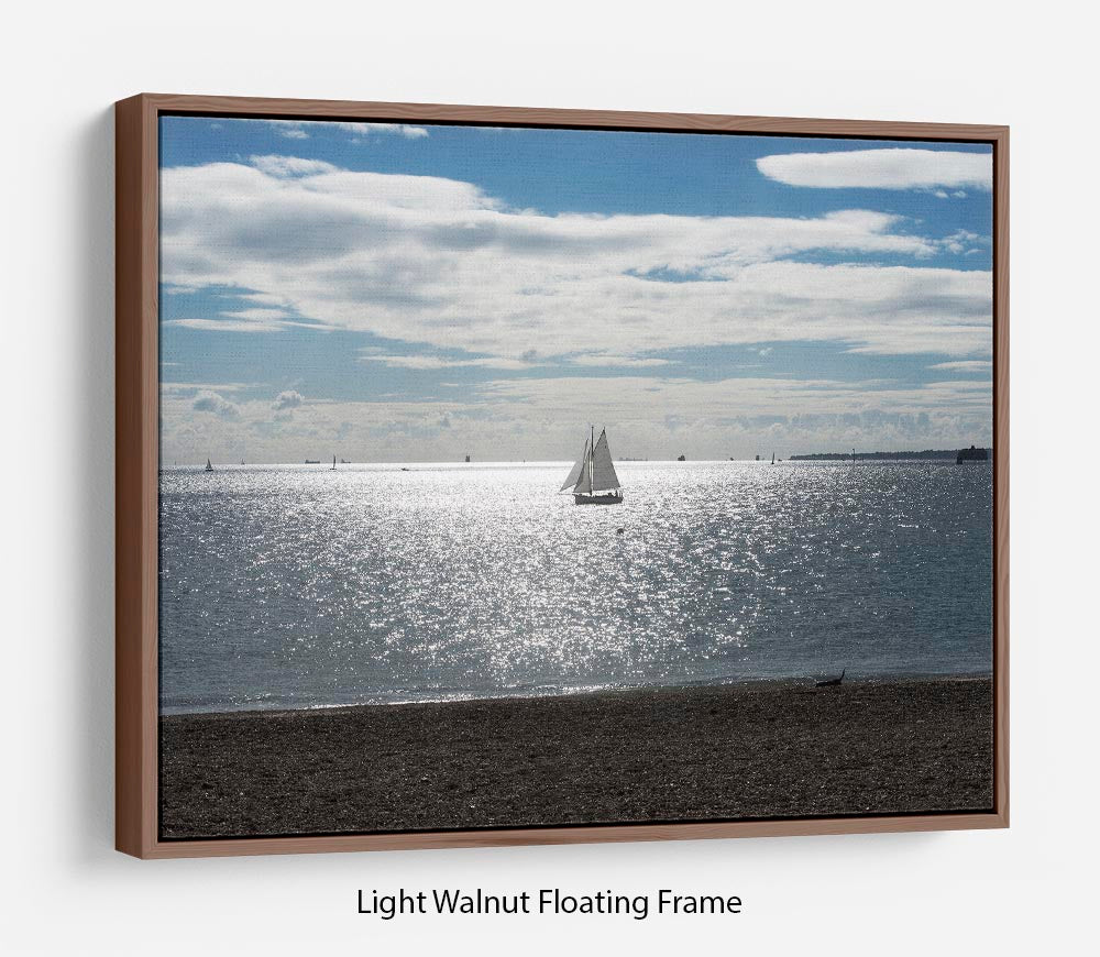 Sunshine on the sea Floating Frame Canvas - Canvas Art Rocks 7