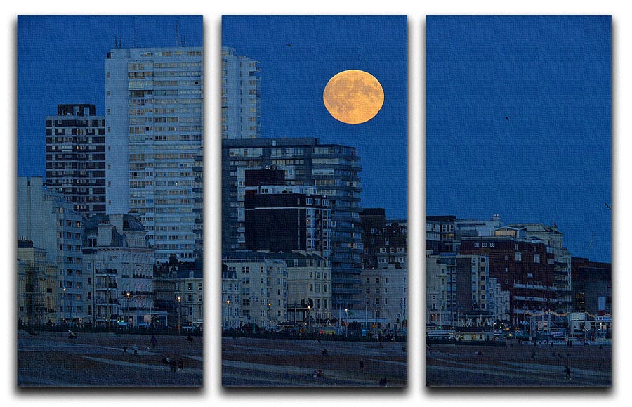 Super moon over Brighton 3 Split Panel Canvas Print - Canvas Art Rocks - 1