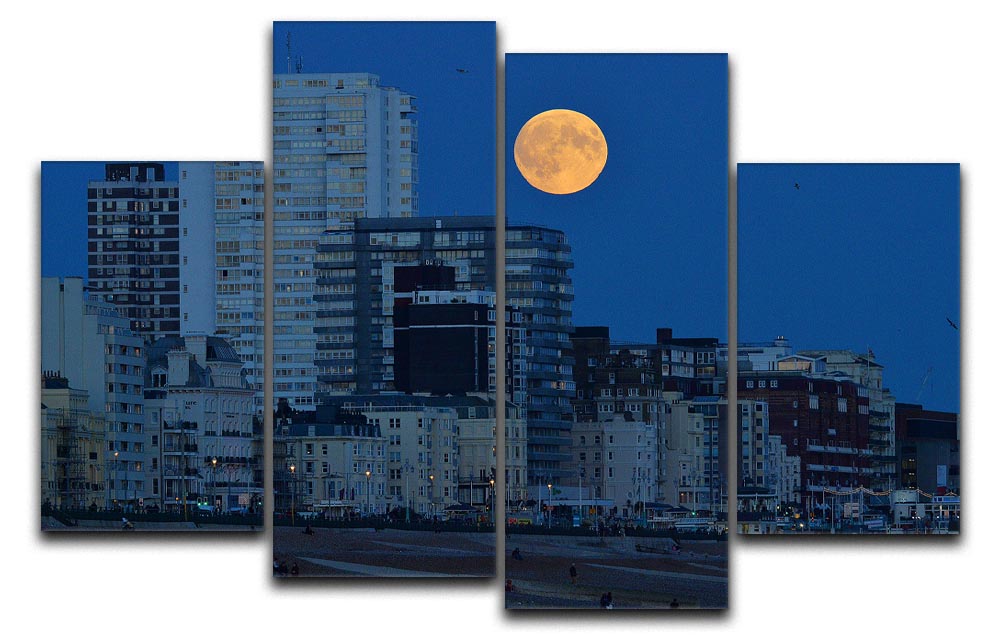 Super moon over Brighton 4 Split Panel Canvas - Canvas Art Rocks - 1
