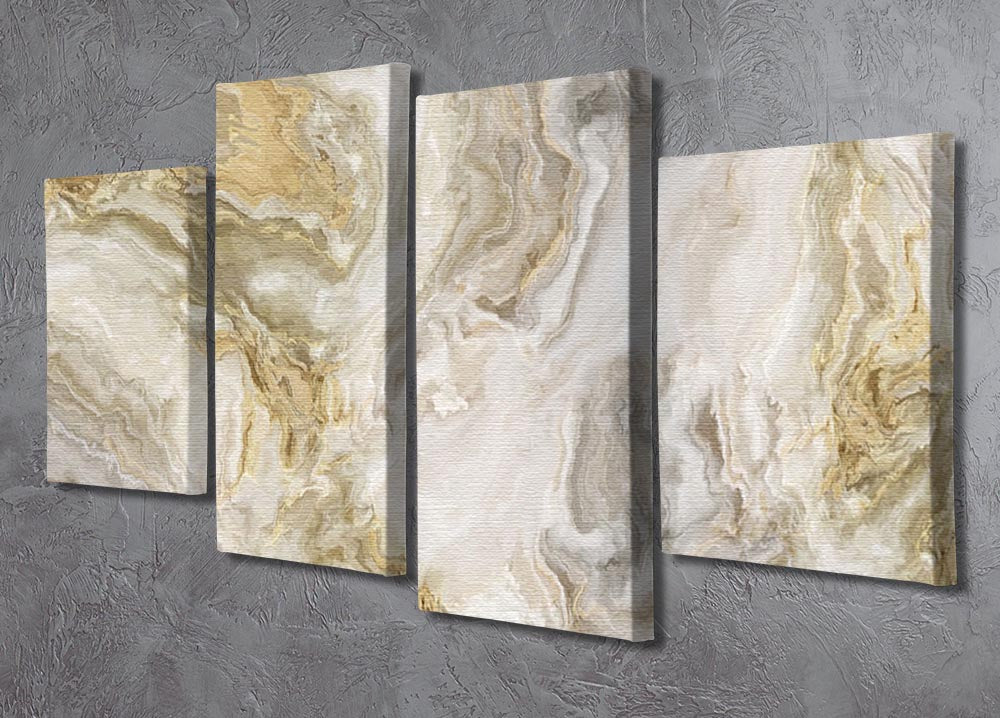 Swirled White Grey and Gold Marble 4 Split Panel Canvas - Canvas Art Rocks - 2