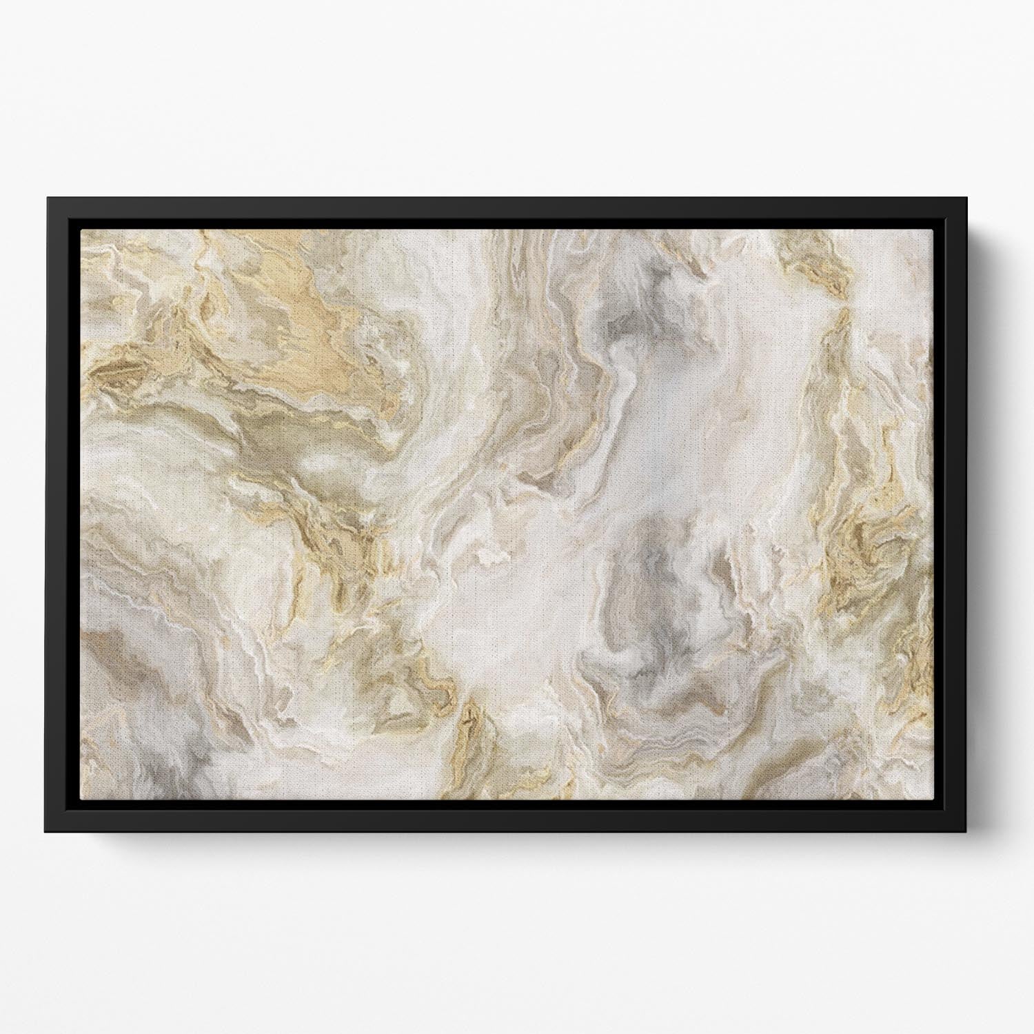 Swirled White Grey and Gold Marble Floating Framed Canvas - Canvas Art Rocks - 2