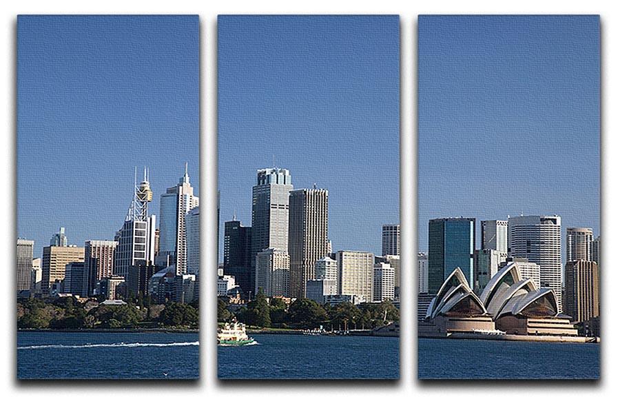 Sydney Cityscape Over Blue Sky 3 Split Panel Canvas Print - Canvas Art Rocks - 1