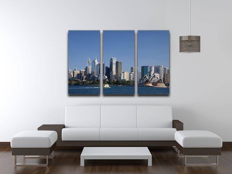 Sydney Cityscape Over Blue Sky 3 Split Panel Canvas Print - Canvas Art Rocks - 3