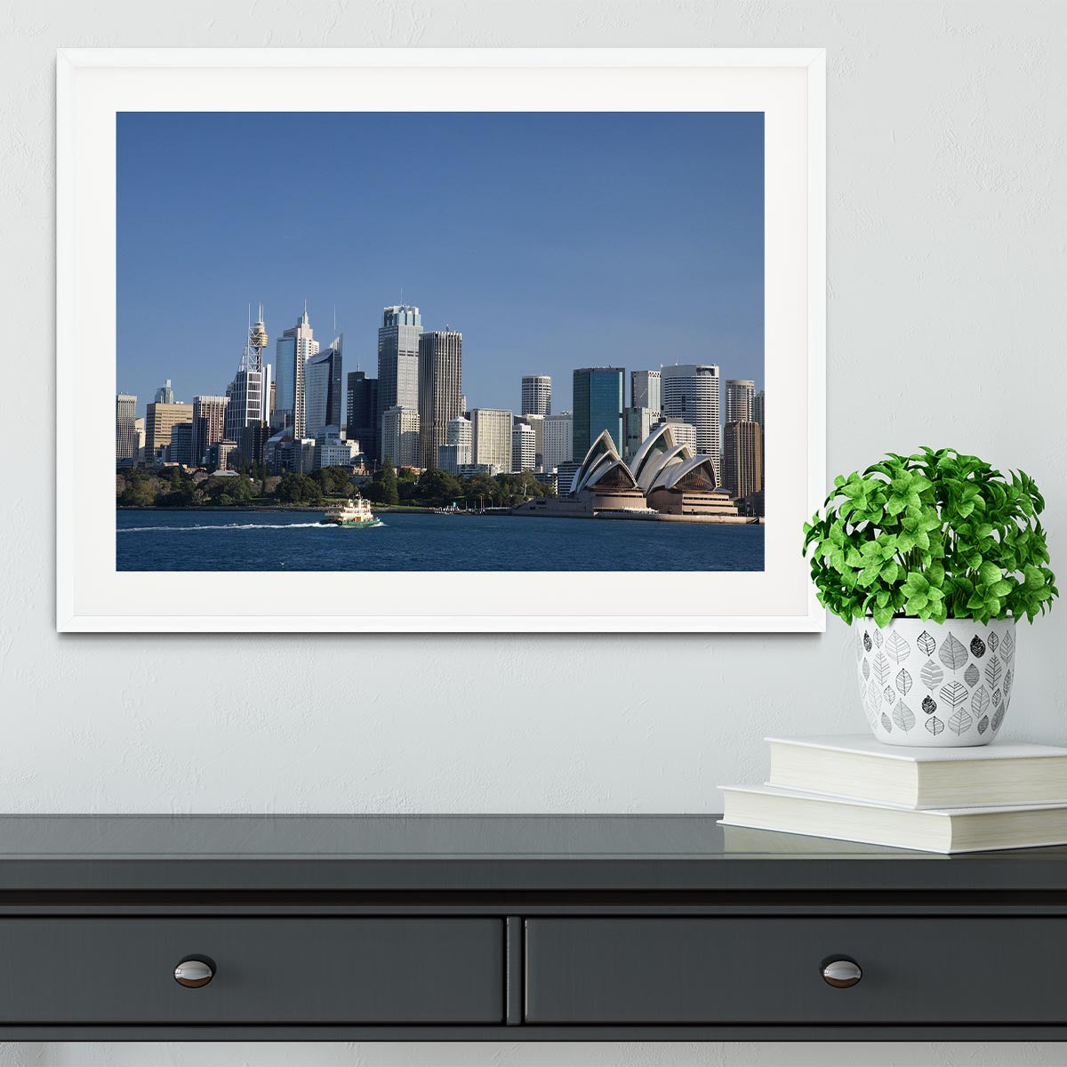 Sydney Cityscape Over Blue Sky Framed Print - Canvas Art Rocks - 5
