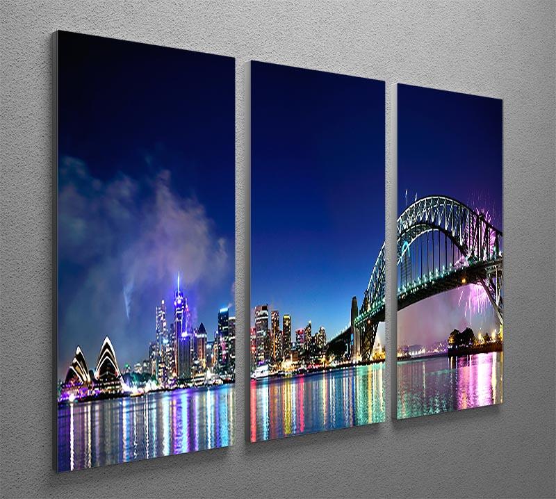 Sydney Harbour NYE Fireworks 3 Split Panel Canvas Print - Canvas Art Rocks - 2