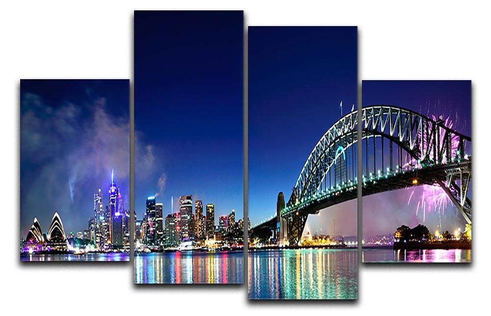 Sydney Harbour NYE Fireworks 4 Split Panel Canvas  - Canvas Art Rocks - 1