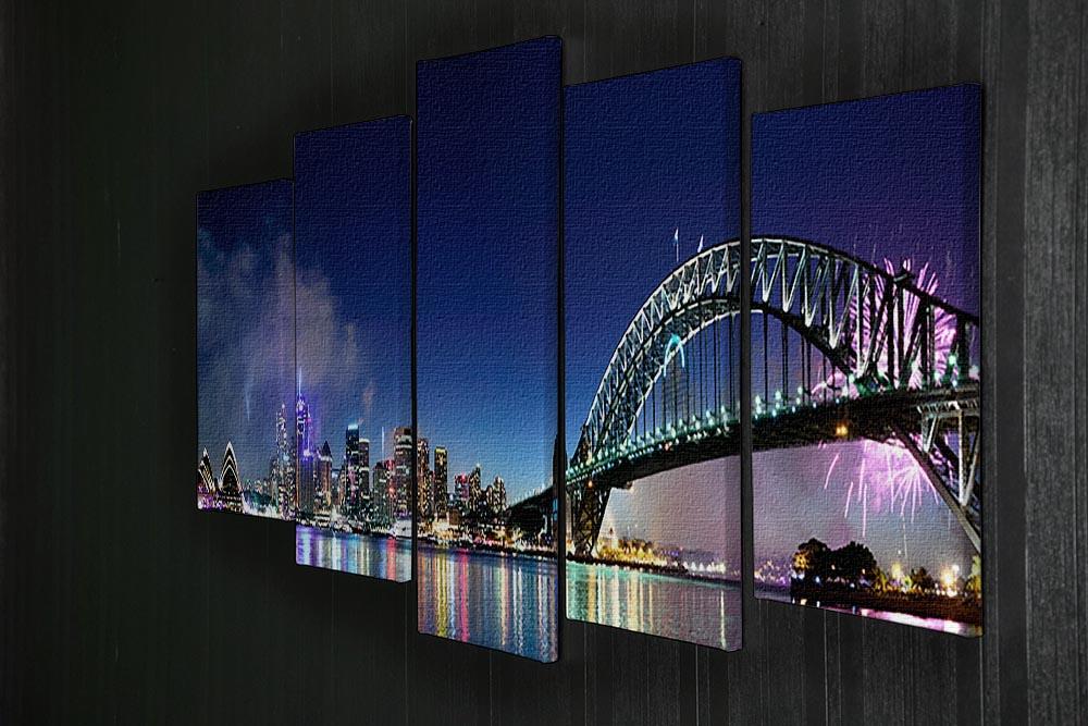 Sydney Harbour NYE Fireworks 5 Split Panel Canvas  - Canvas Art Rocks - 2