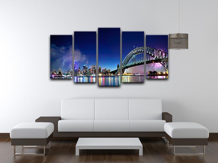 Sydney Harbour NYE Fireworks 5 Split Panel Canvas  - Canvas Art Rocks - 3