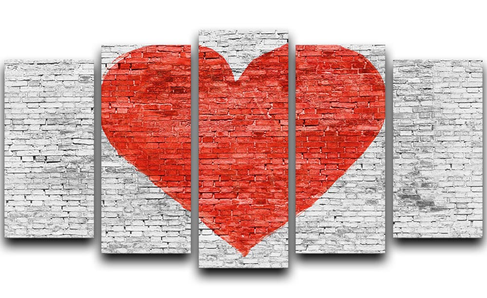Symbol of love painted on white brick 5 Split Panel Canvas - Canvas Art Rocks - 1