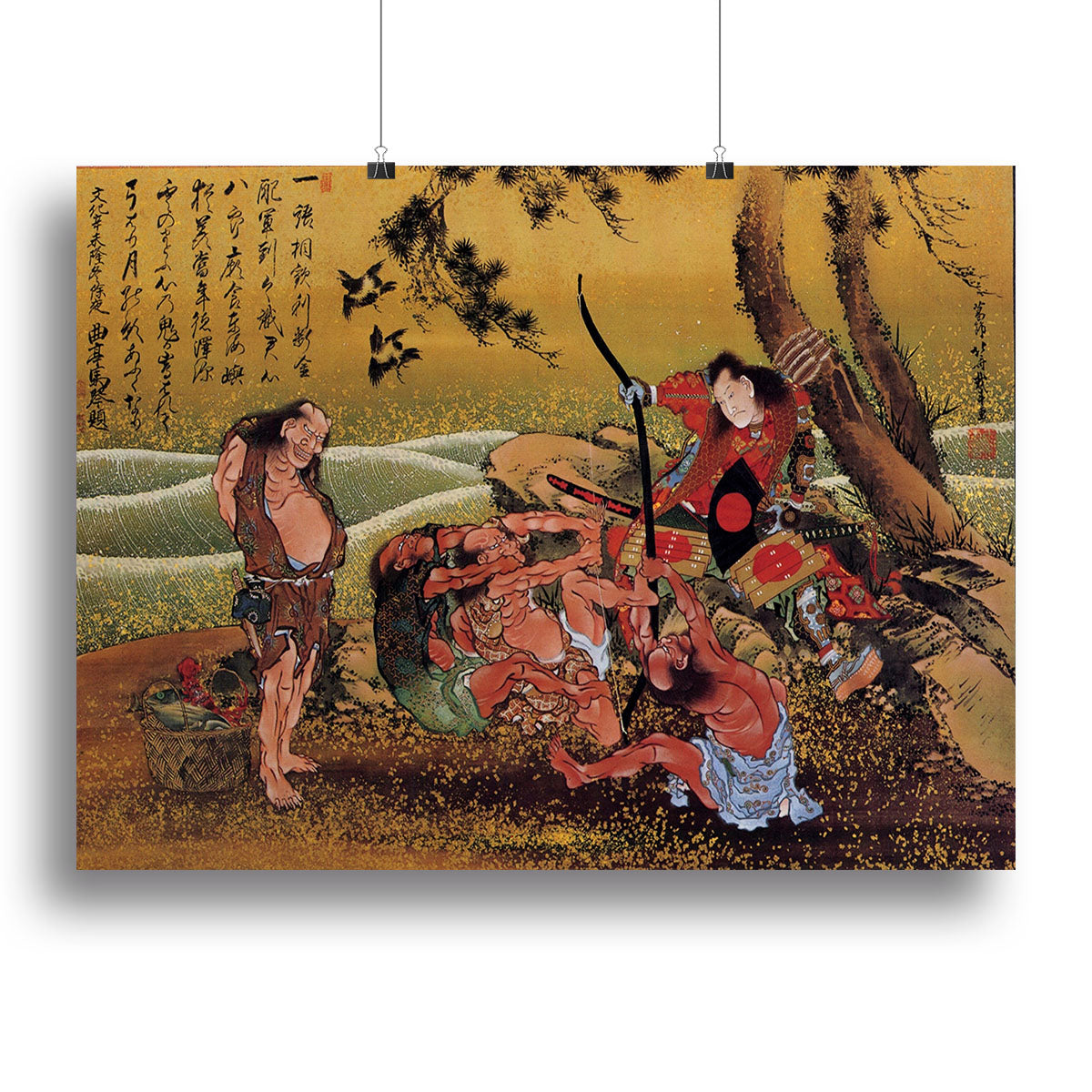 Tametomo on Demon island by Hokusai Canvas Print or Poster - Canvas Art Rocks - 2