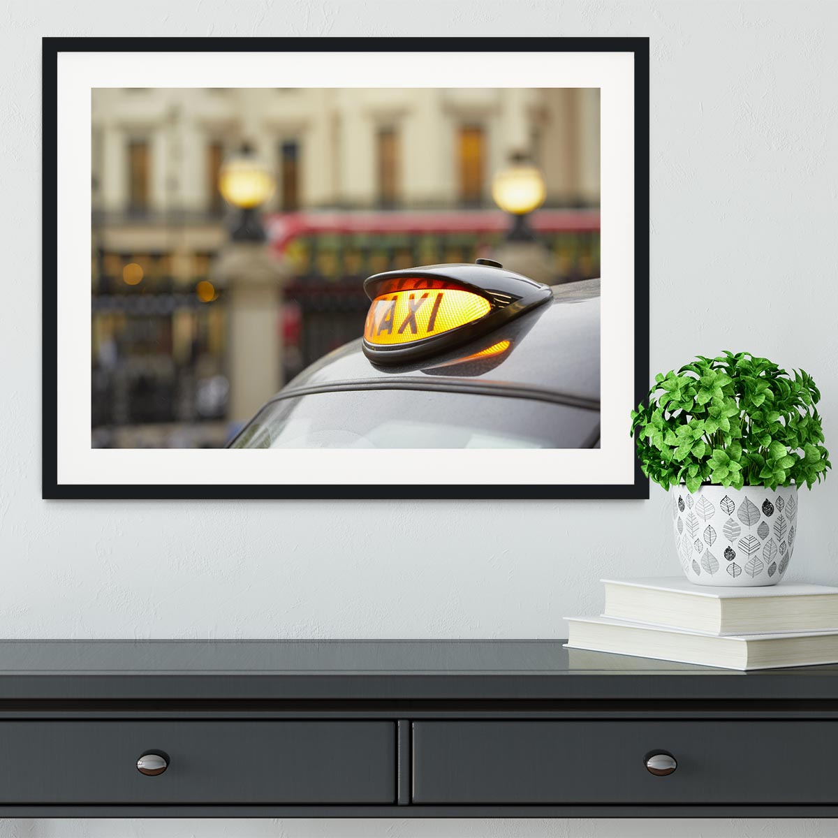 Taxi car selective focus Framed Print - Canvas Art Rocks - 1