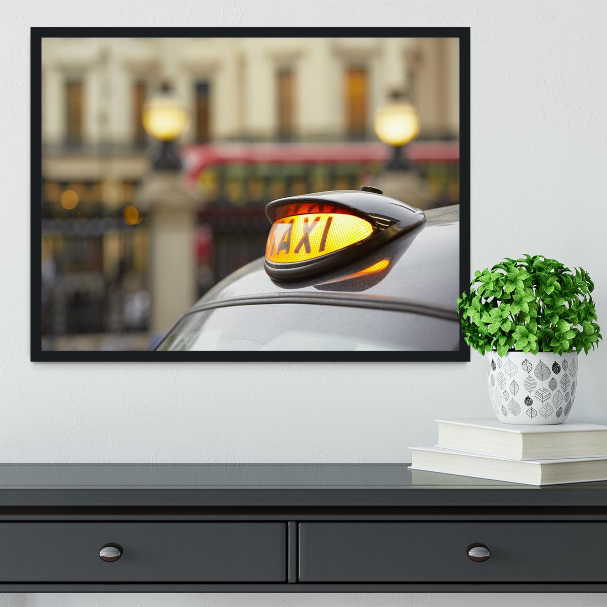 Taxi car selective focus Framed Print - Canvas Art Rocks - 2